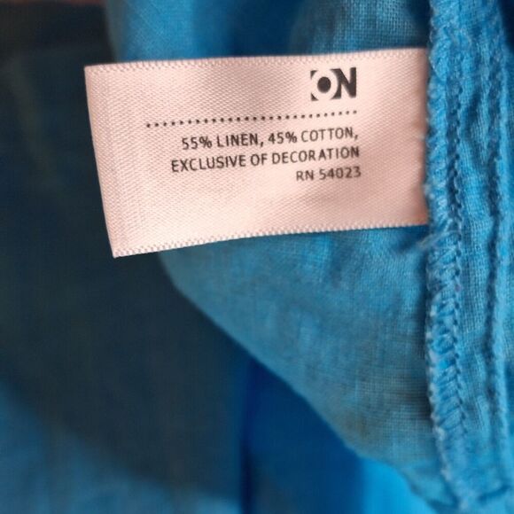 Old‎ Navy Womens Size XL Linen Blend Tunic Top Blue Embroidered Crochet Pullover - Picture 8 of 9